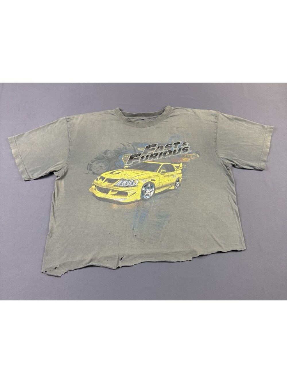 Rare Vintage Y2K Fast And Furious Movie Promo Sun Fade Crop Top Lancer Evolution